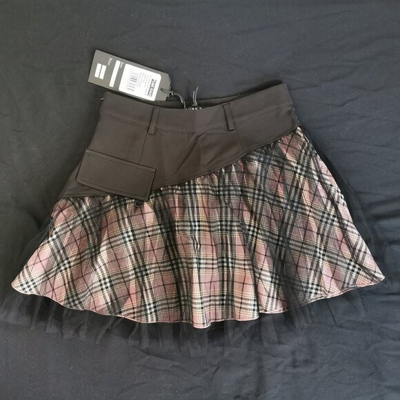 Pink Plaid Black Mesh Gothic Mini Skirt, Punk Rave, XS - Picture 2 of 4
